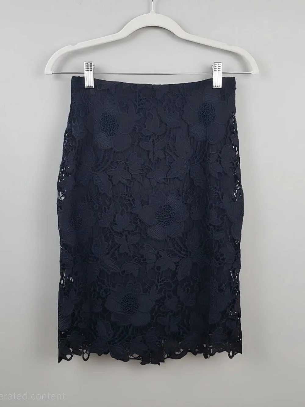 Women's Navy Floral Lace Pencil Skirt